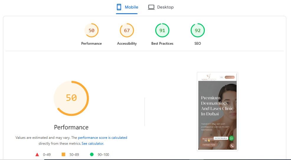 Before website Speed